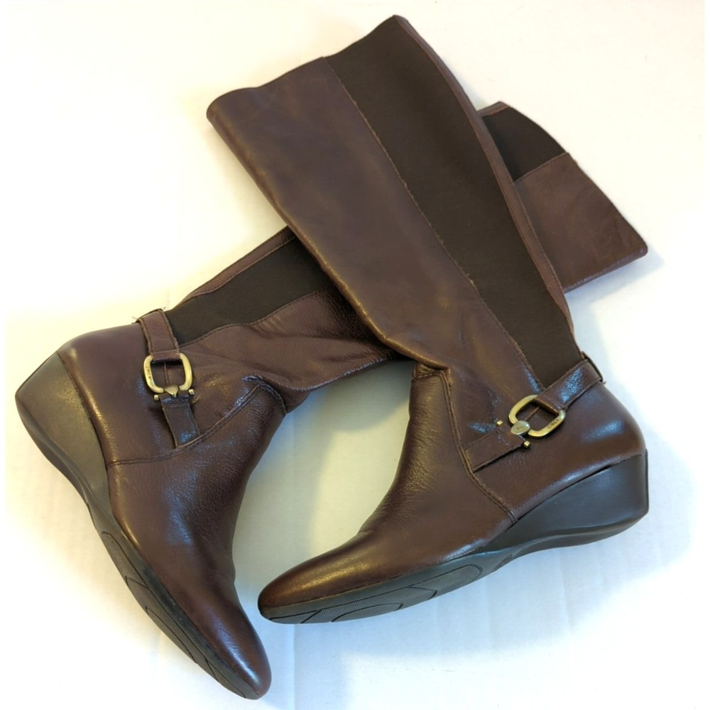 Vintage Leather Riding Boots 6 1/2 Circa Joan & David 2012 Brown Western Flair